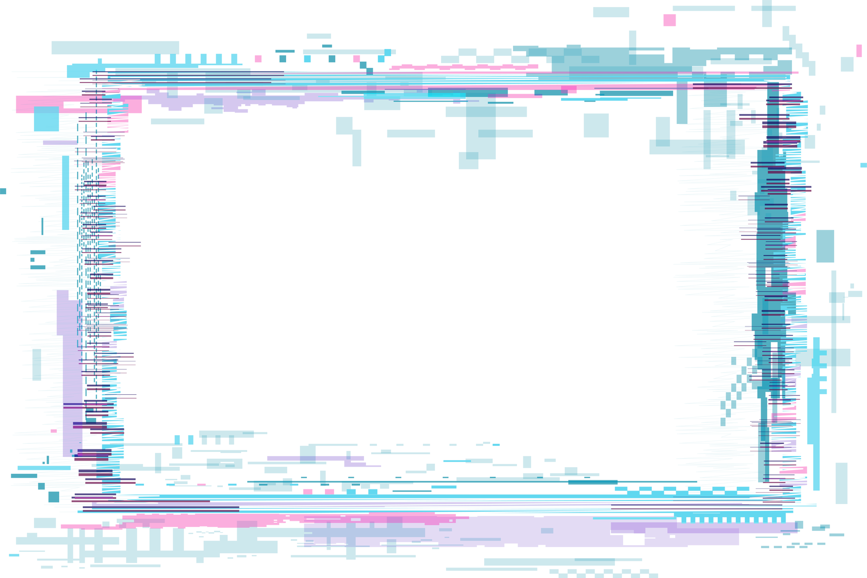 Glitch Effect in Rectangular Frame, Abstract Rectangle Digital Technology, Neon Border